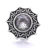 20MM black design Rhinestone enamel Metal snap button charms