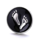 20MM black design Rhinestone enamel Metal  snap button charms