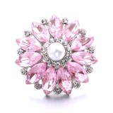 20MM pink design Rhinestone enamel Metal snap button charms