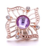 20MM purple design Rhinestone enamel Metal snap button charms