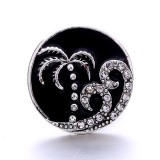 20MM black design Rhinestone enamel Metal snap button charms