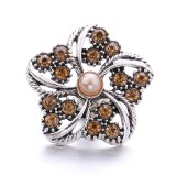 20MM Brown Crystal Rhinestone Owl flower design Rhinestone enamel Metal snap button charms
