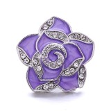 20MM purple design Rhinestone enamel Metal snap button charms