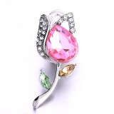 20MM pink design Rhinestone enamel Metal snap button charms