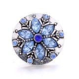 20MM blue design Rhinestone enamel Metal snap button charms