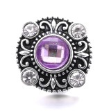 20MM purple design Rhinestone enamel Metal snap button charms