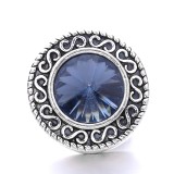 20MM blue design Rhinestone enamel Metal snap button charms