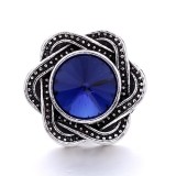 20MM blue design Rhinestone enamel Metal snap button charms