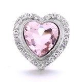 20MM pink design Rhinestone enamel Metal snap button charms