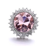 20MM pink design Rhinestone enamel Metal snap button charms