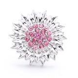 20MM pink design Rhinestone enamel Metal snap button charms
