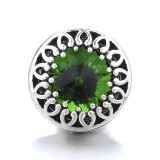 20MM green design Rhinestone enamel Metal snap button charms
