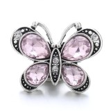 20MM pink design Rhinestone enamel Metal snap button charms