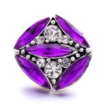 20MM purple design Rhinestone enamel Metal snap button charms
