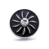20MM black design Rhinestone enamel Metal snap button charms