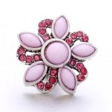 20MM pink design Rhinestone enamel Metal snap button charms