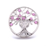20MM pink design Rhinestone enamel Metal snap button charms