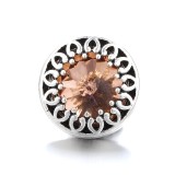 20MM Brown Crystal Rhinestone Owl flower design Rhinestone enamel Metal snap button charms