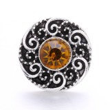20MM yellow design Rhinestone enamel Metal snap button charms