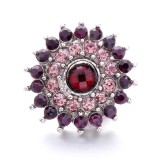 20MM purple design Rhinestone enamel Metal snap button charms