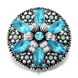 20MM blue design Rhinestone enamel Metal snap button charms
