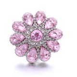 20MM pink design Rhinestone enamel Metal snap button charms