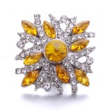 20MM yellow design Rhinestone enamel Metal snap button charms