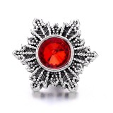 20MM red design Rhinestone enamel Metal snap button charms