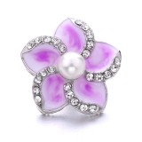 20MM purple design Rhinestone enamel Metal snap button charms