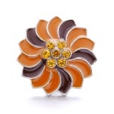 20MM Brown Crystal Rhinestone Owl flower design Rhinestone enamel Metal snap button charms