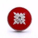 20MM red design Rhinestone enamel Metal snap button charms