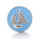 20MM blue design Rhinestone enamel Metal snap button charms