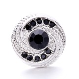 20MM black design Rhinestone enamel Metal snap button charms