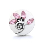 20MM pink design Rhinestone enamel Metal snap button charms