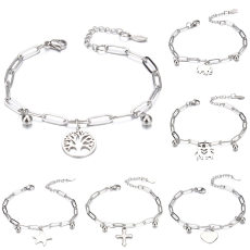 Stainless Steel Bracelets Women Tree Heart Stars Charm Bracelet Wholesale