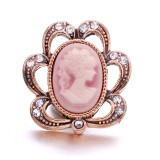20MM pink design Rhinestone enamel Metal snap button charms