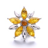 20MM yellow design Rhinestone enamel Metal snap button charms