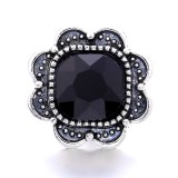 20MM black design Rhinestone enamel Metal snap button charms