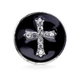 20MM black design Rhinestone enamel Metal  snap button charms