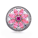 20MM pink design Rhinestone enamel Metal snap button charms