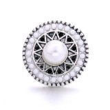 20MM white red design Rhinestone enamel Metal snap button charms