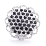 20MM black design Rhinestone enamel Metal  snap button charms