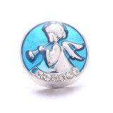 20MM blue design Rhinestone enamel Metal snap button charms