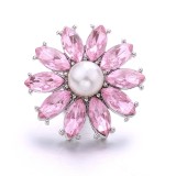 20MM pink design Rhinestone enamel Metal snap button charms