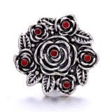 20MM red design Rhinestone enamel Metal snap button charms