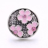 20MM pink design Rhinestone enamel Metal snap button charms