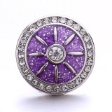 20MM purple design Rhinestone enamel Metal snap button charms