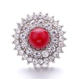 20MM white red design Rhinestone enamel Metal snap button charms