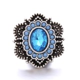 20MM blue design Rhinestone enamel Metal snap button charms
