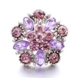 20MM purple design Rhinestone enamel Metal snap button charms